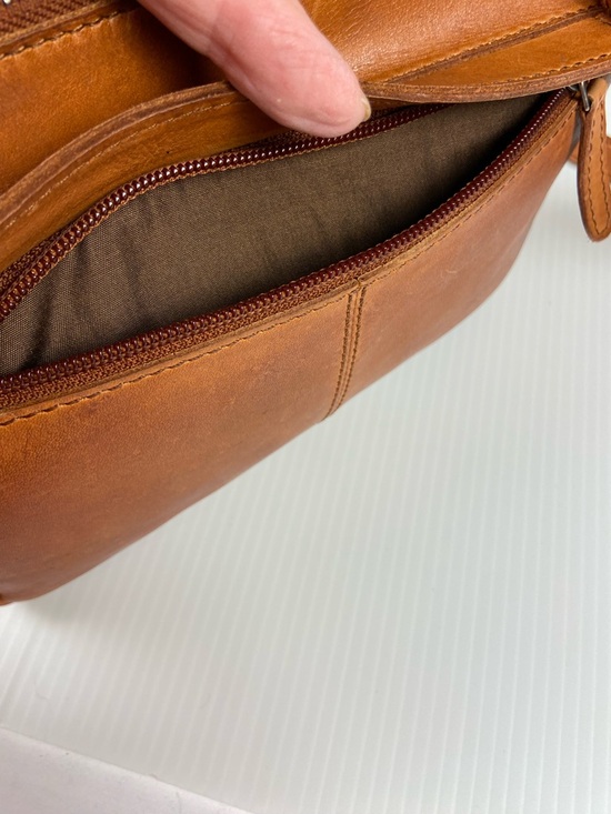 Y2K Woven Leather Crossbody Bag Cognac Brown Boho Small Zip Vilenca Holland - Picture 10 of 14